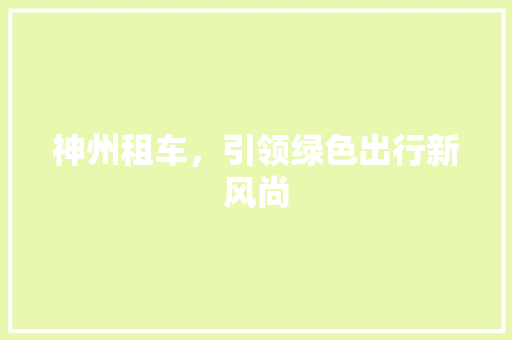 神州租车，引领绿色出行新风尚