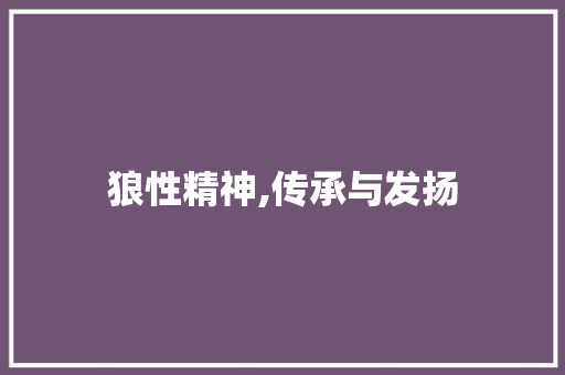狼性精神,传承与发扬