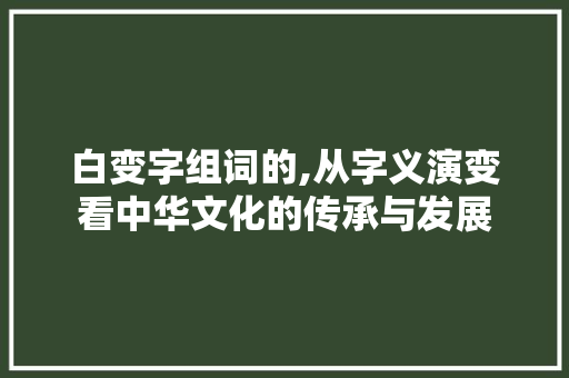 白变字组词的,从字义演变看中华文化的传承与发展