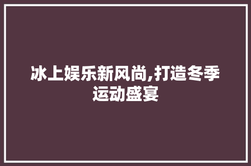 冰上娱乐新风尚,打造冬季运动盛宴