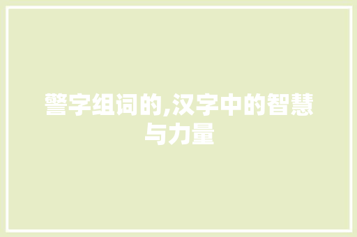 警字组词的,汉字中的智慧与力量