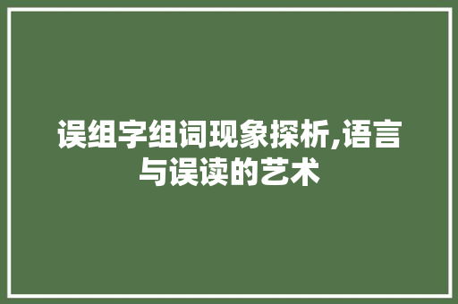 误组字组词现象探析,语言与误读的艺术