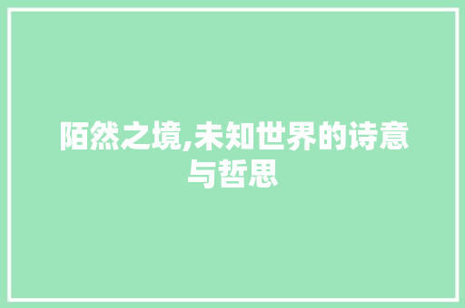 陌然之境,未知世界的诗意与哲思