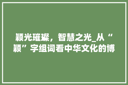 颖光璀璨，智慧之光_从“颖”字组词看中华文化的博大精深