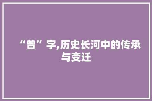 “曾”字,历史长河中的传承与变迁