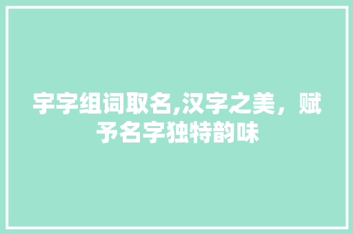 宇字组词取名,汉字之美，赋予名字独特韵味