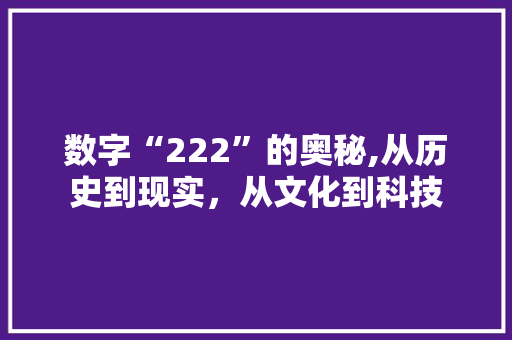 数字“222”的奥秘,从历史到现实，从文化到科技