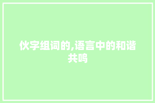 伙字组词的,语言中的和谐共鸣