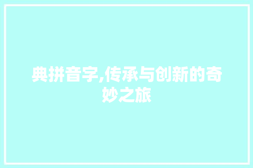典拼音字,传承与创新的奇妙之旅