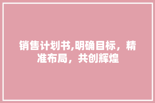 销售计划书,明确目标，精准布局，共创辉煌