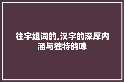 往字组词的,汉字的深厚内涵与独特韵味