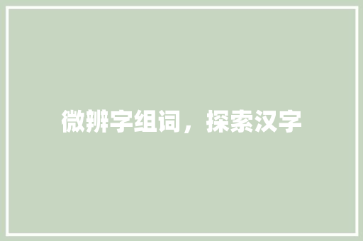 微辨字组词，探索汉字