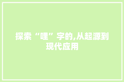 探索“哩”字的,从起源到现代应用