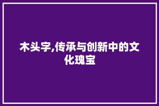 木头字,传承与创新中的文化瑰宝