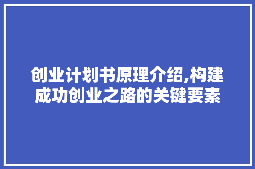 创业计划书原理介绍,构建成功创业之路的关键要素