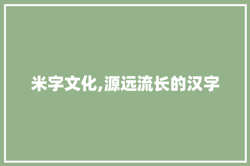 米字文化,源远流长的汉字