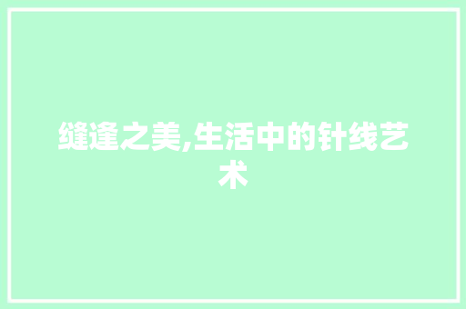 缝逢之美,生活中的针线艺术
