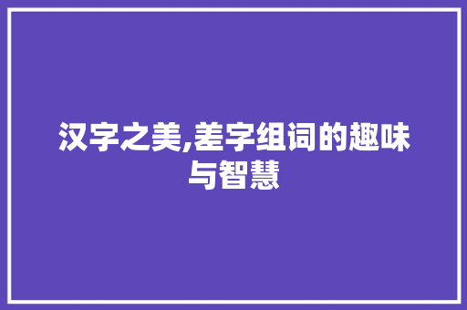 汉字之美,差字组词的趣味与智慧 工作总结