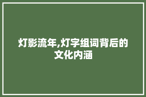灯影流年,灯字组词背后的文化内涵
