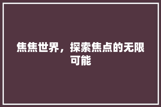 焦焦世界，探索焦点的无限可能