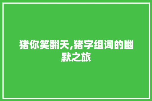猪你笑翻天,猪字组词的幽默之旅