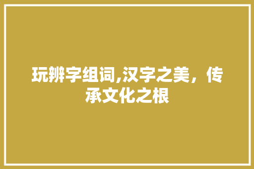 玩辨字组词,汉字之美，传承文化之根
