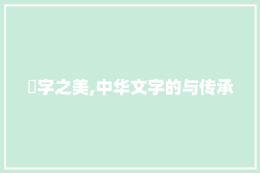 瑄字之美,中华文字的与传承