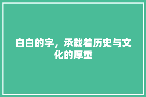 白白的字，承载着历史与文化的厚重