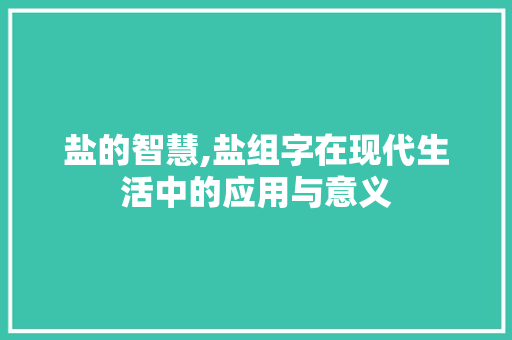 盐的智慧,盐组字在现代生活中的应用与意义