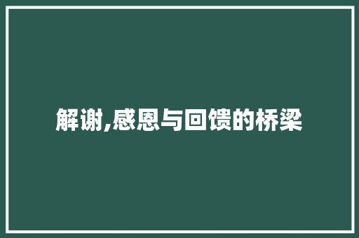 解谢,感恩与回馈的桥梁