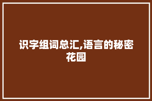 识字组词总汇,语言的秘密花园