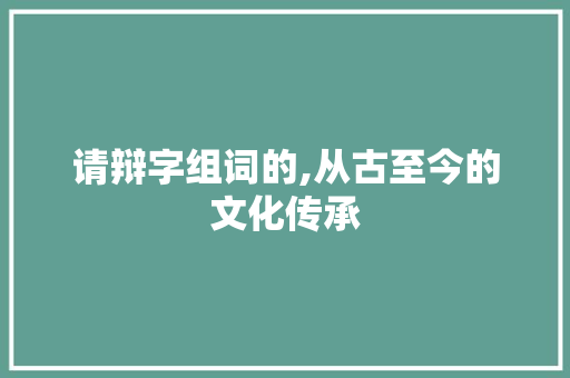 请辩字组词的,从古至今的文化传承