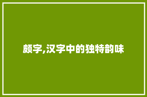 颇字,汉字中的独特韵味