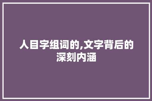 人目字组词的,文字背后的深刻内涵