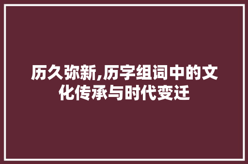 历久弥新,历字组词中的文化传承与时代变迁 工作总结
