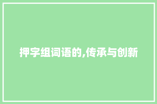 押字组词语的,传承与创新