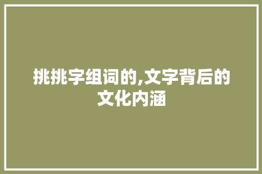 挑挑字组词的,文字背后的文化内涵
