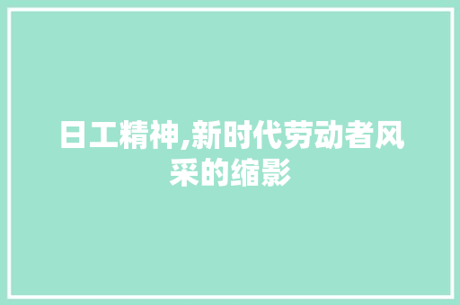日工精神,新时代劳动者风采的缩影