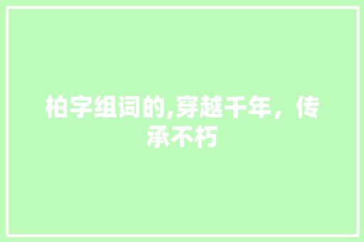 柏字组词的,穿越千年，传承不朽