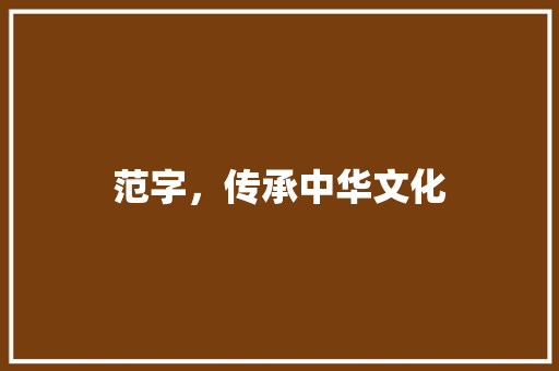 范字，传承中华文化