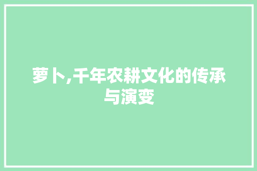 萝卜,千年农耕文化的传承与演变