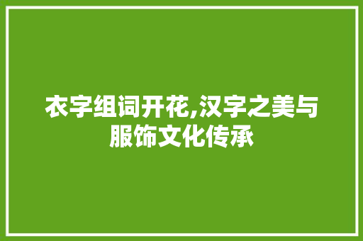 衣字组词开花,汉字之美与服饰文化传承