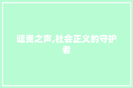 谴责之声,社会正义的守护者