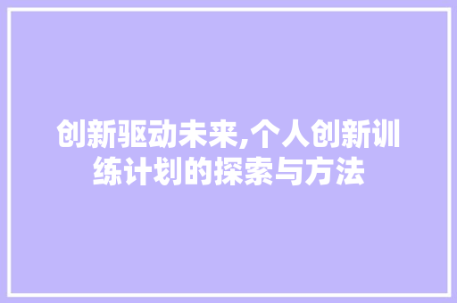 创新驱动未来,个人创新训练计划的探索与方法