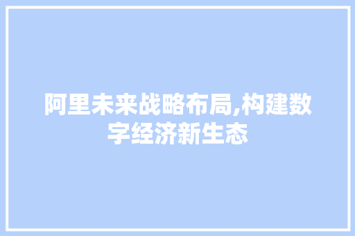阿里未来战略布局,构建数字经济新生态