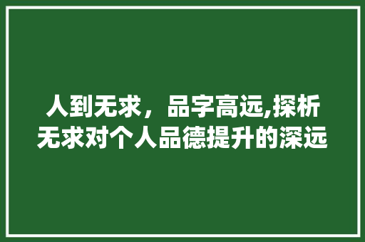 人到无求，品字高远,探析无求对个人品德提升的深远影响_人到无求品字高的意思