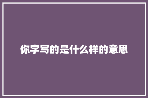 你字写的是什么样的意思