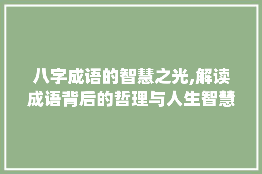 八字成语的智慧之光,解读成语背后的哲理与人生智慧_八字成语与意思的成语