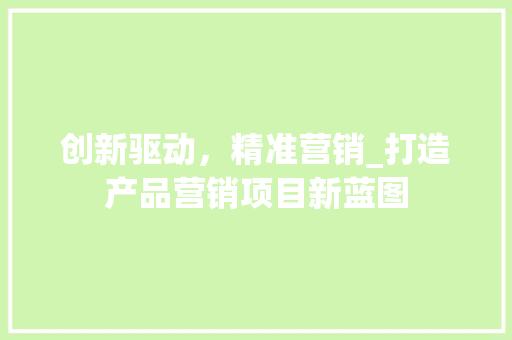 创新驱动，精准营销_打造产品营销项目新蓝图