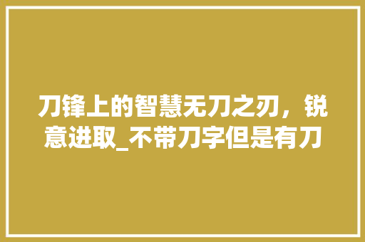 刀锋上的智慧无刀之刃，锐意进取_不带刀字但是有刀的意思
